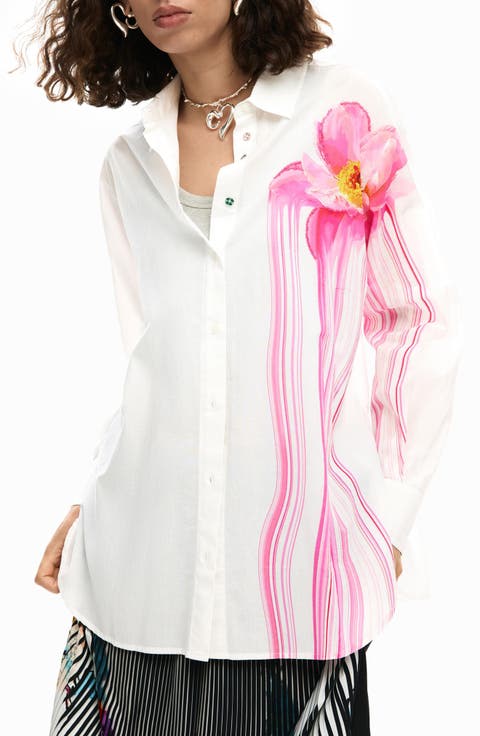 Asymmetric Print Woven Shirt