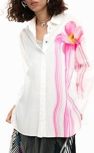 Desigual Asymmetric Print Woven Shirt