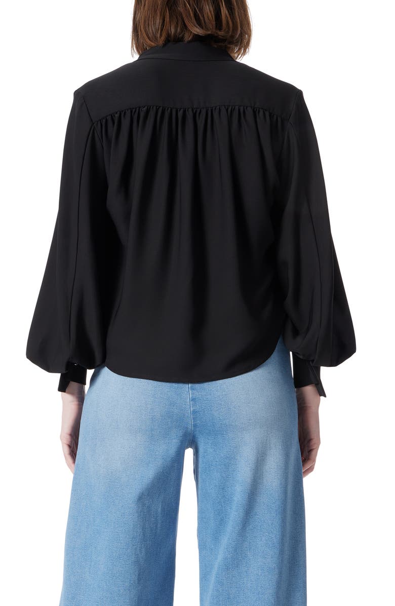DO by Dee Ocleppo Sandwashed Balloon Sleeve Button-Up Shirt, Alternate, color, Black