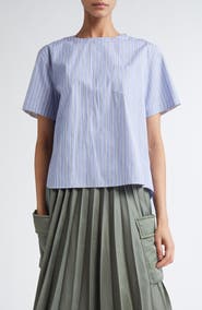 Sacai Mixed Media Poplin & Chiffon Top