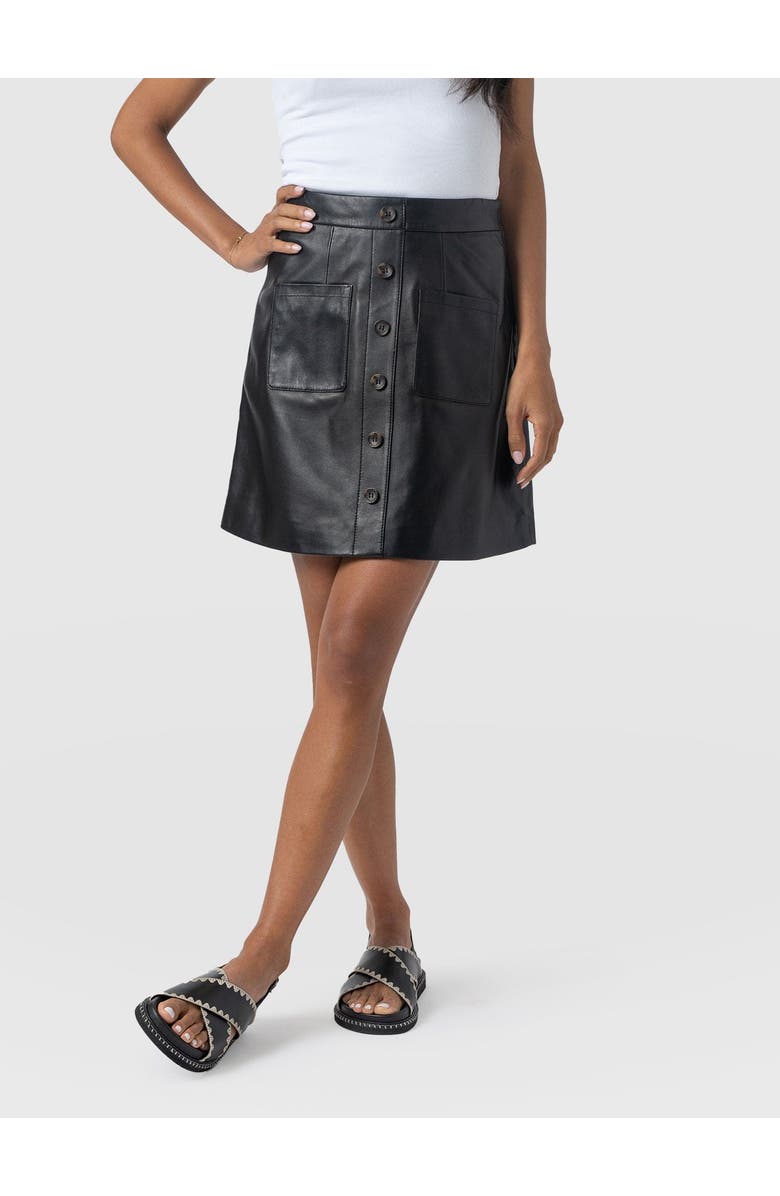 Saint + Sofia Luther Suede Mini Skirt, Alternate, color, Black