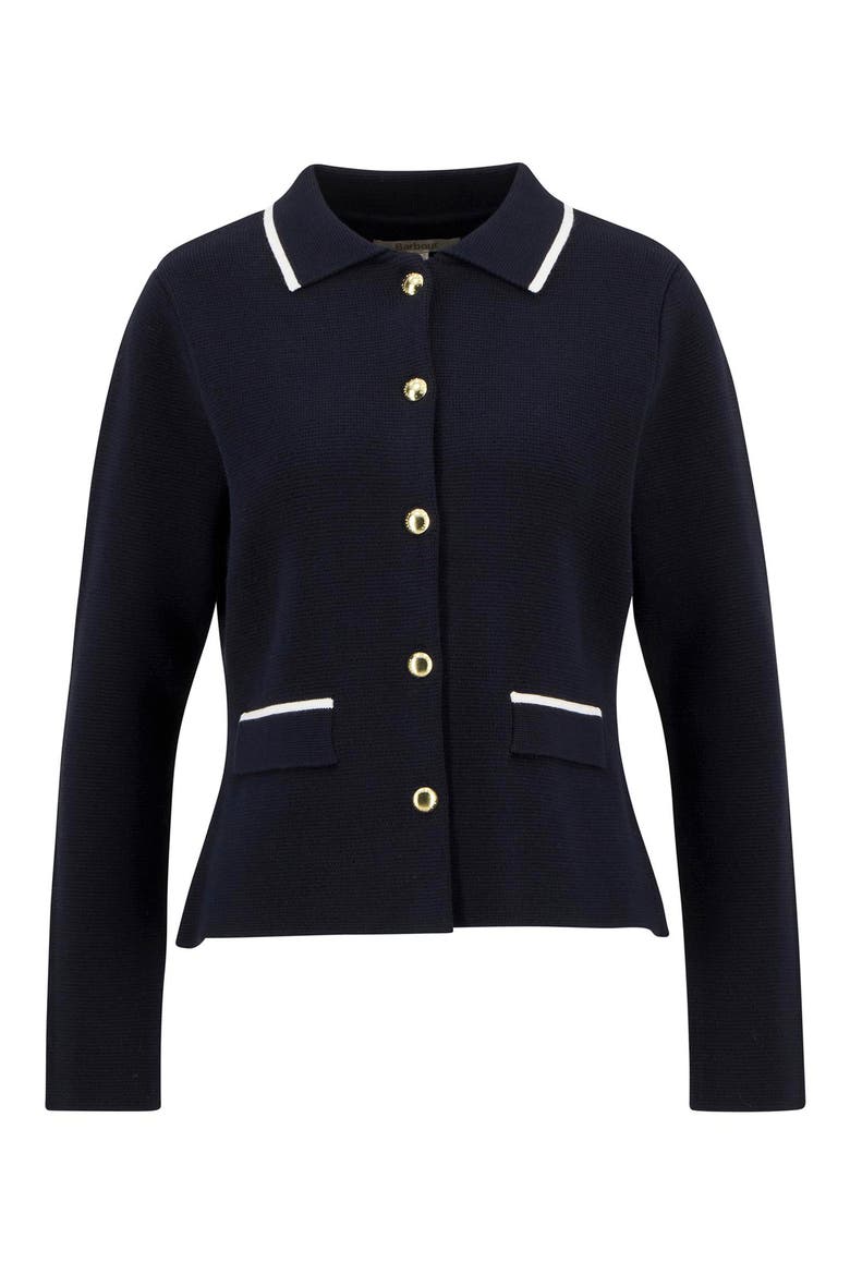 Colleen Cotton Collared Cardigan, Alternate, color, DARK NAVY