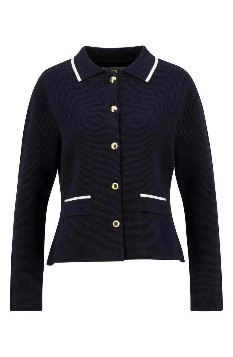 Barbour Colleen Cotton Collared Cardigan, Alternate, color, Dark Navy
