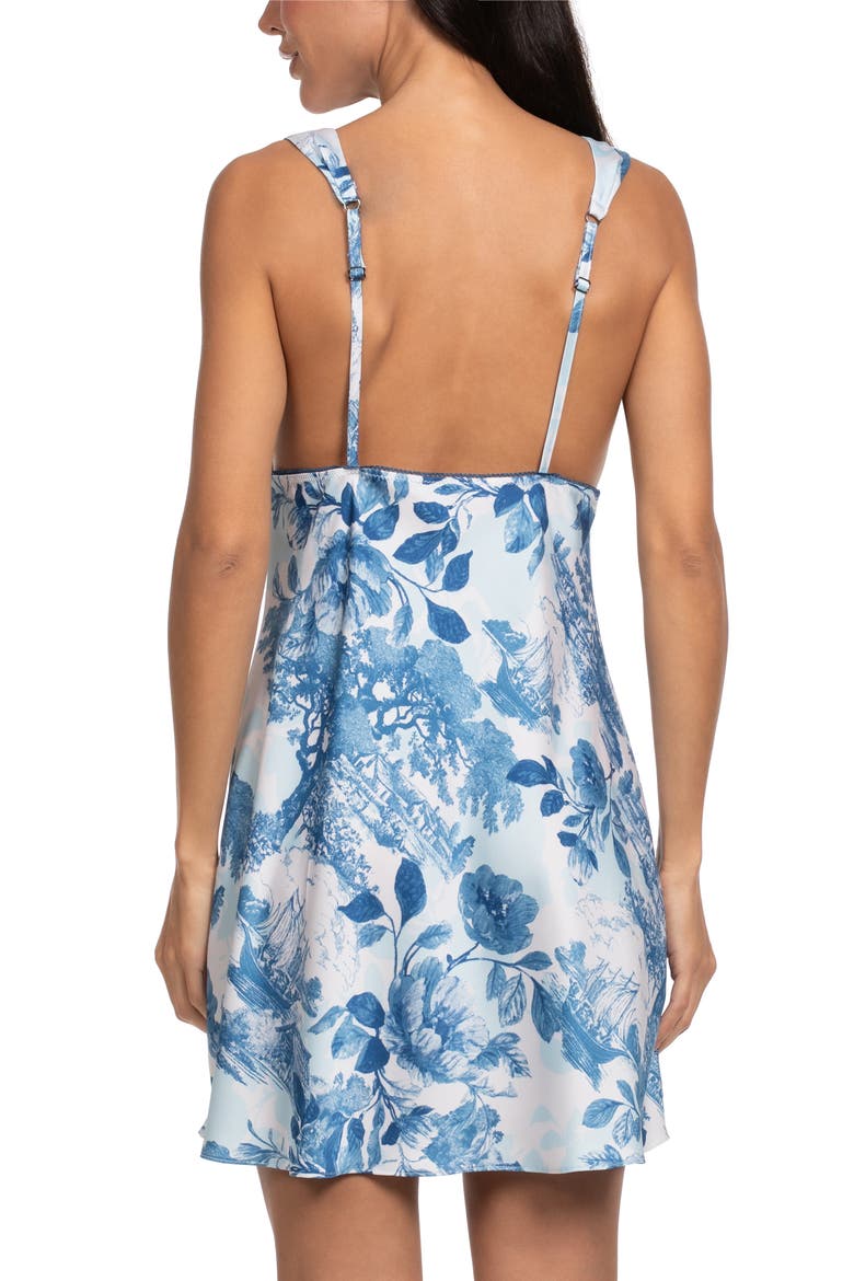 Floral Satin Chemise, Alternate, color, BLUE