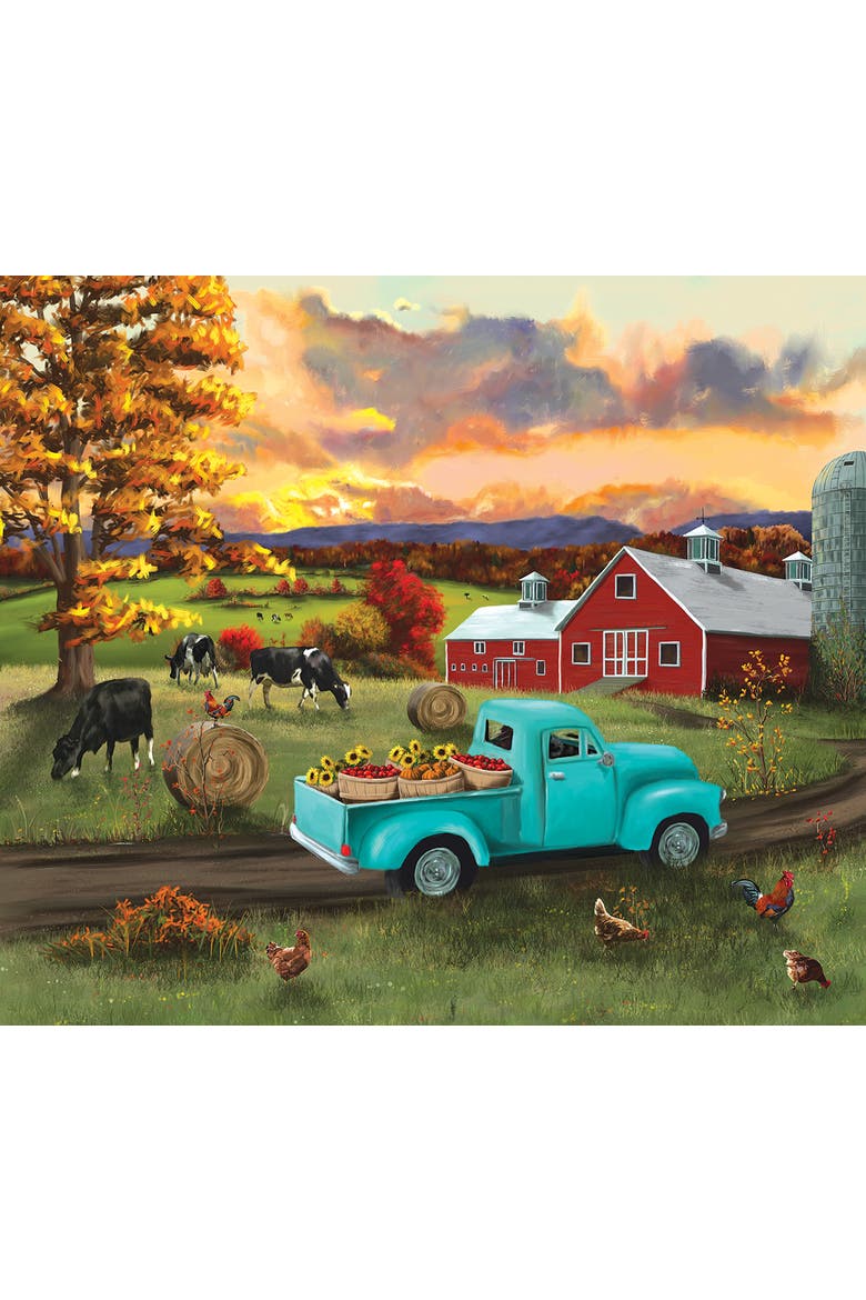 Fall Sunset at the Barn 500 piece Jigsaw Puzzle for Adults, Alternate, color, Multicolor