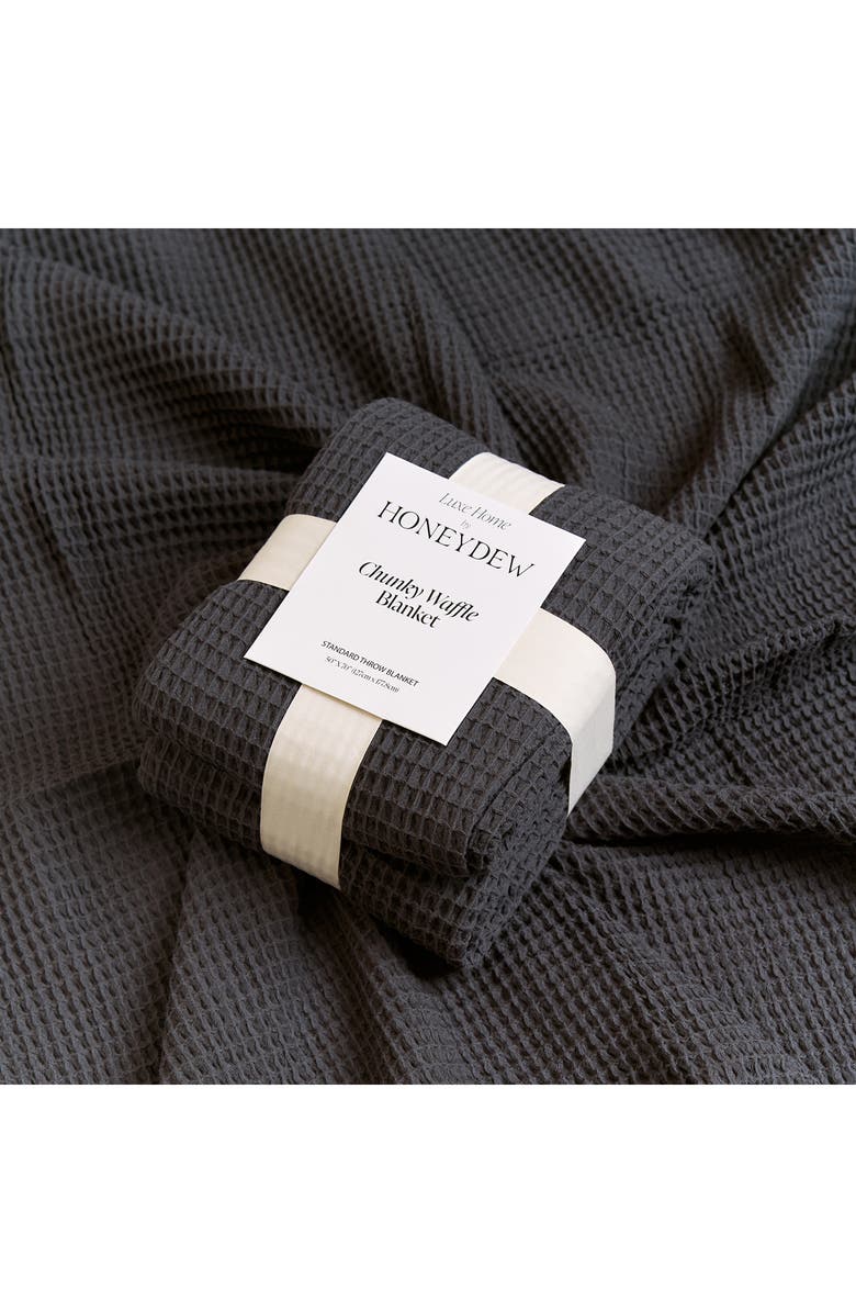 Honeydew Chunky Waffle Stitched Cotton Throw, Alternate, color, Charcoal