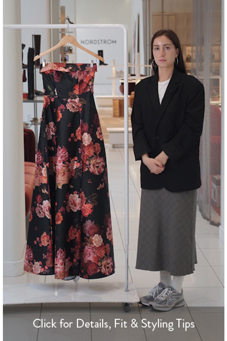 Sara Floral Strapless Satin Twill Gown video