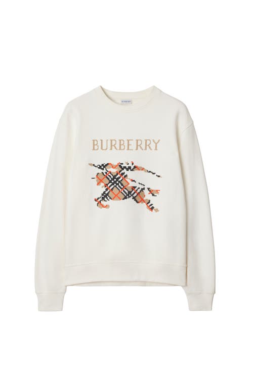 Burberry Crewneck Cotton Sweatshirt With Cross Stitch Ekd In White
