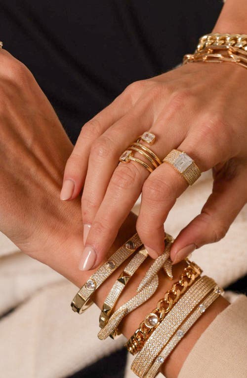 Shymi Wide Cubic Zirconia Pavé Band Ring In Gold