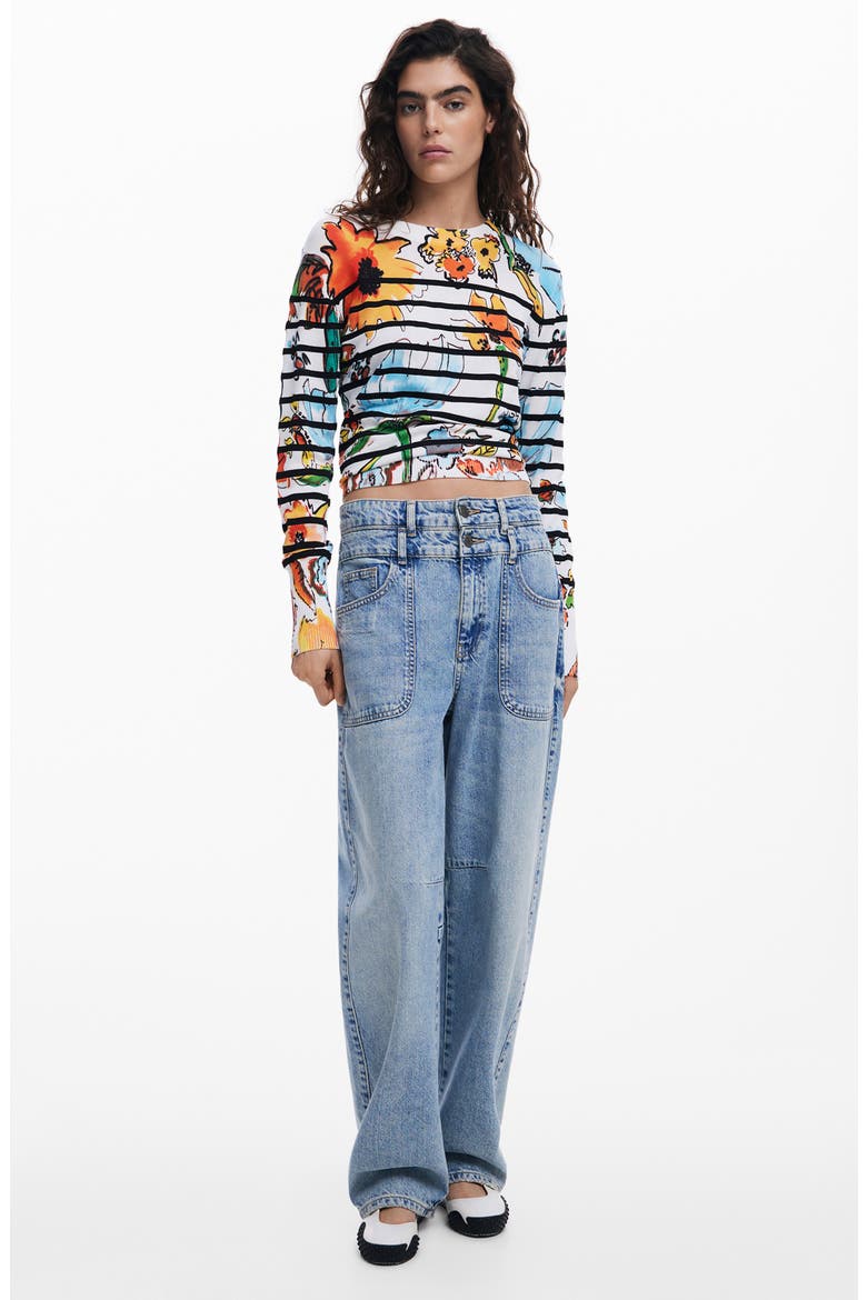 Stripe Floral Sweater, Alternate, color, WHITE MULTI