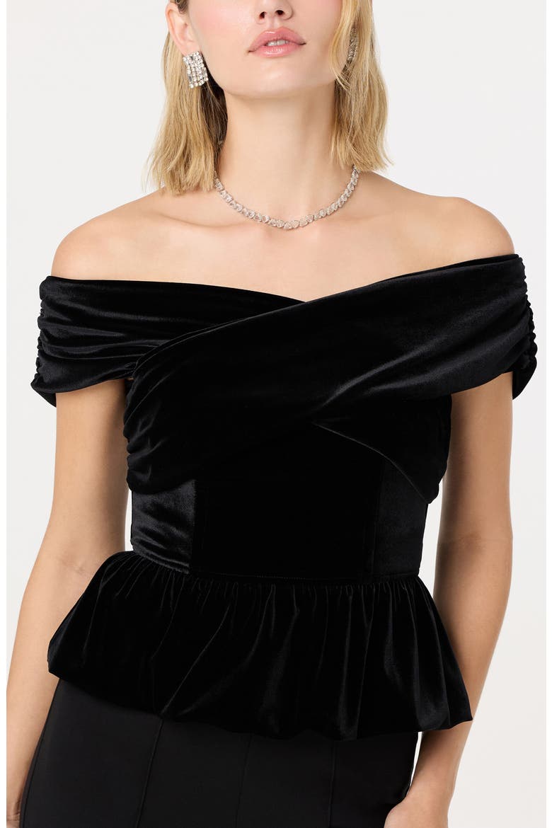 Tenille Velvet Off the Shoulder Top, Alternate, color, BLACK