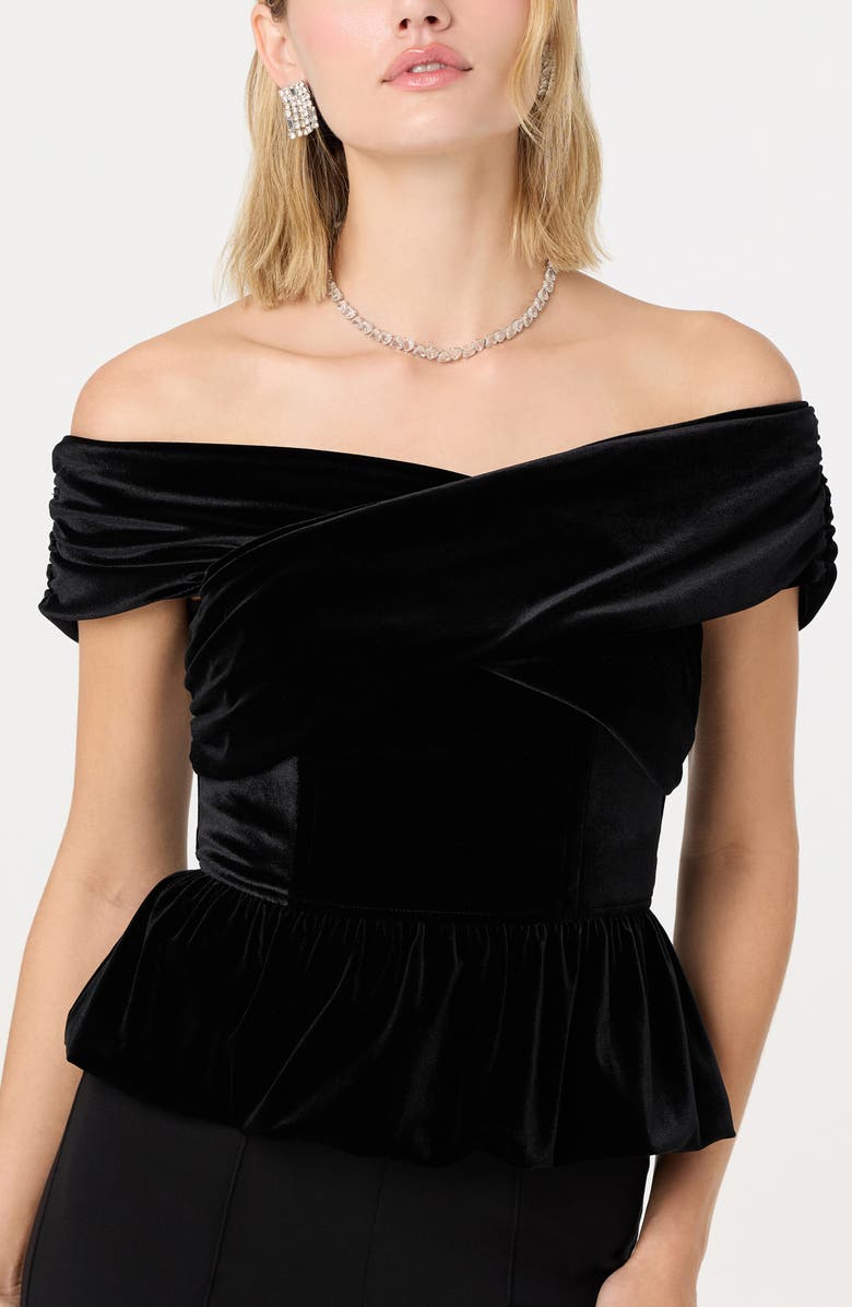 ASTR the Label Tenille Velvet Off the Shoulder Top, Alternate, color, Black