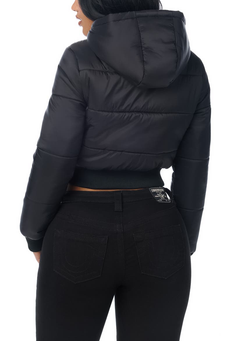 Hooded Cropped Puffer Jacket, Alternate, color, JET BLACK