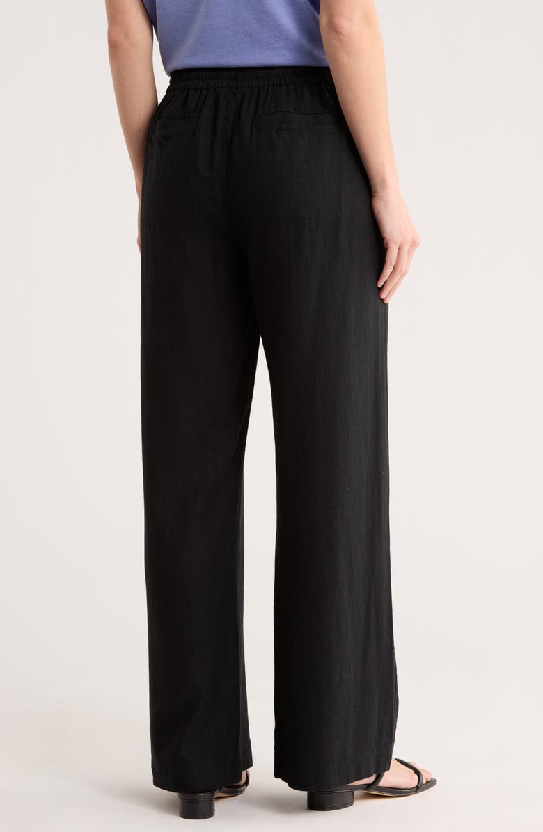 Caslon<sup>®</sup> Linen Blend Pants, Alternate, color, Black