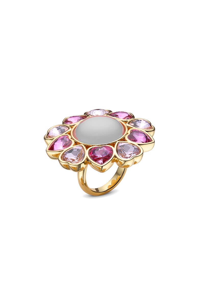 Kurt Geiger London Heart Crystal Cocktail Ring, Main, color, Gold/ Pink
