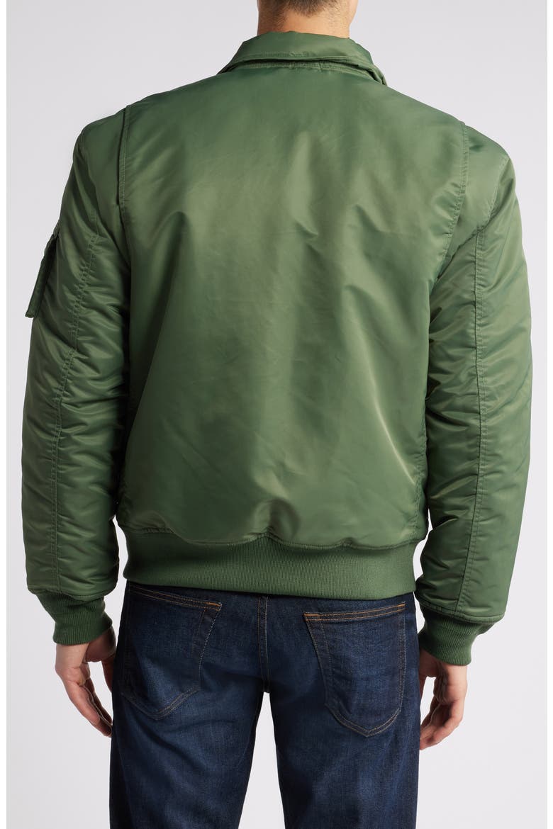 Water Resistant Satin Flight Jacket, Alternate, color, SAGE