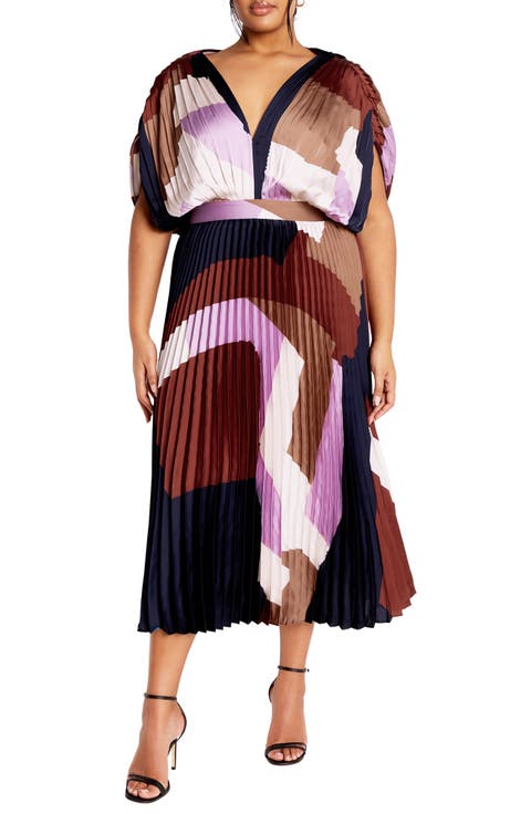 Henley Pleated Maxi Dress (Plus)