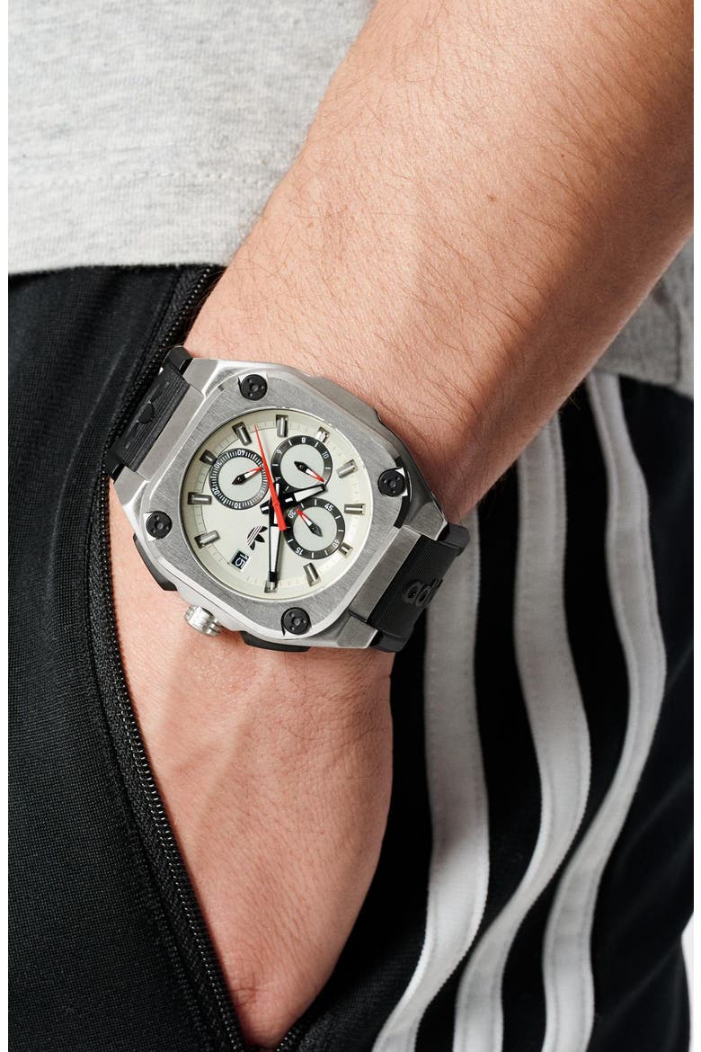 City Tech Three Chronograph Resin Strap Watch, 45mm, Alternate, color, BLACK