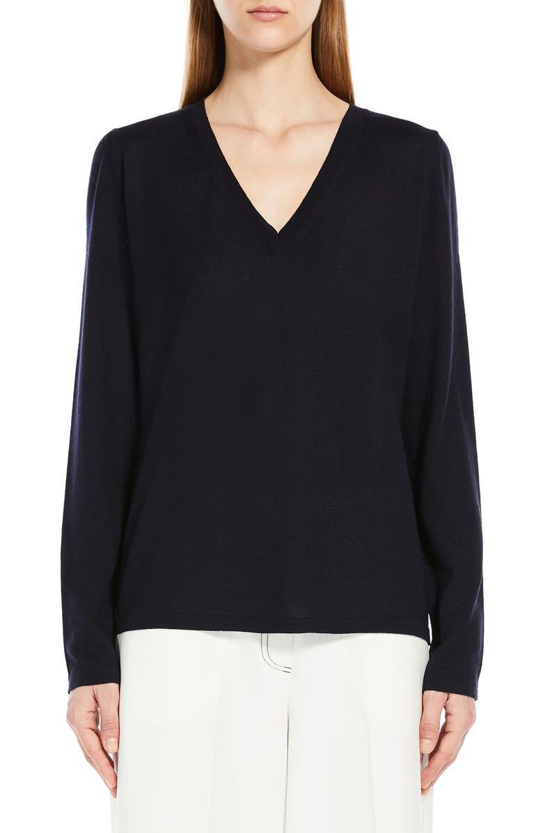 Max Mara Leisure Cavour V-Neck Virgin Wool Sweater, Main, color,