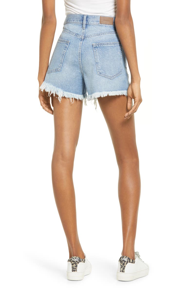 HIDDEN JEANS Chewed Hem Distressed Denim Shorts, Alternate, color, 