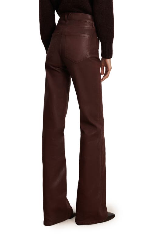 Veronica Beard Crosbie Coated High Waist Slim Wide Leg Jeans In Brown