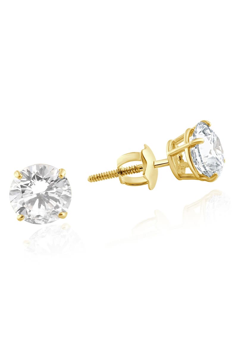 2 Carat TW Lab Grown Diamond Studs 14K Gold With Screw Backs, Alternate, color, 14k Yellow Gold