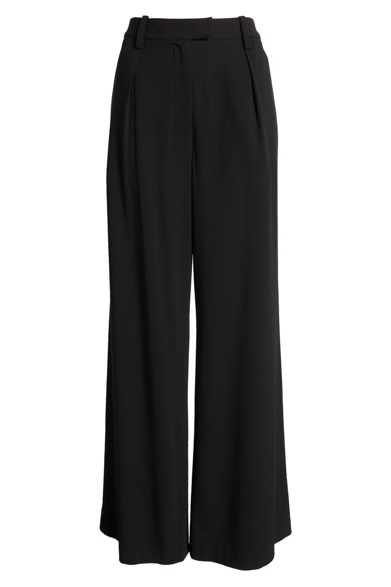 Bennett Wide Leg Crepe Pants, Alternate, color, BLACK