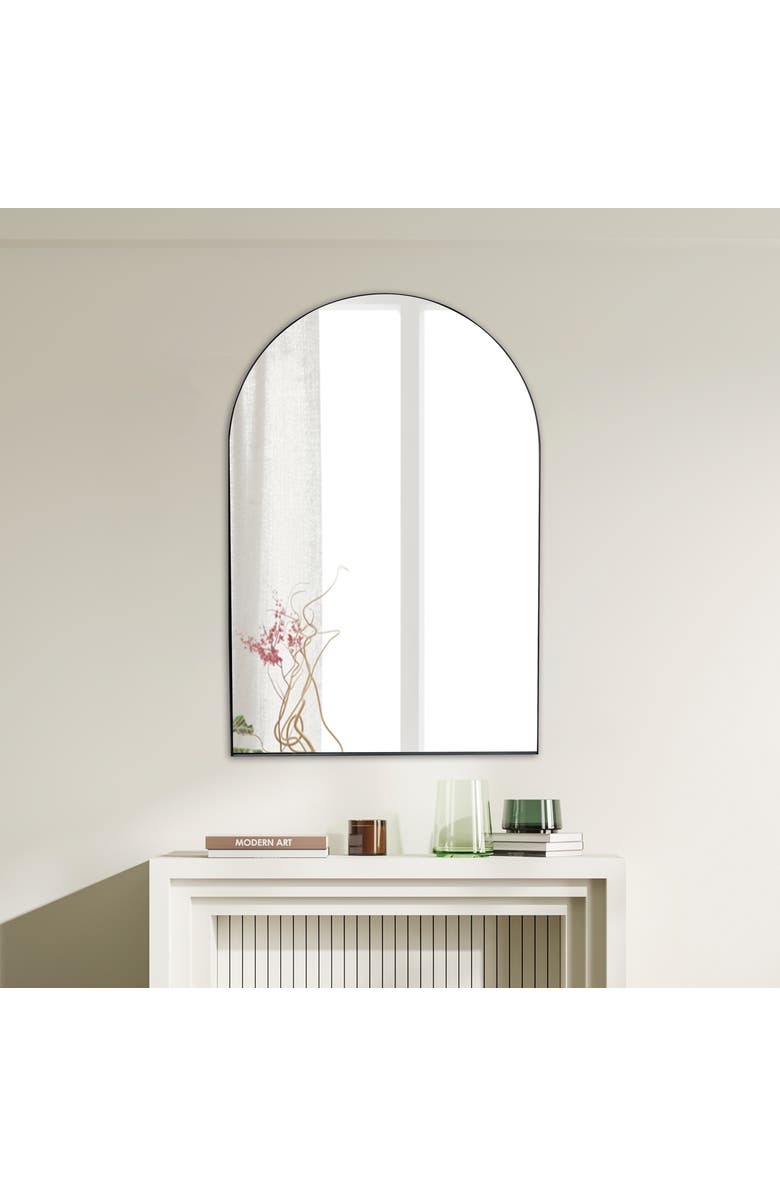 JONATHAN Y Elodie Medium Arched Metal Framed Wall Mounted Mirror, Main, color, 