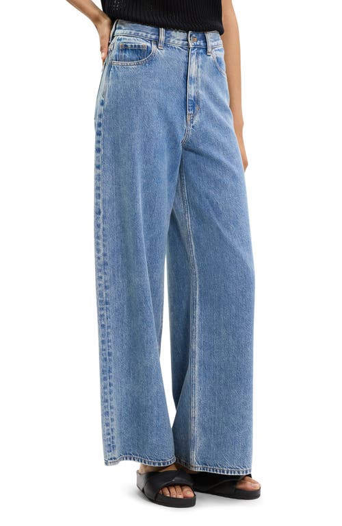 Theory High Waisted Wide Leg Jeans In Ice Blue Cotton-blend In Blue