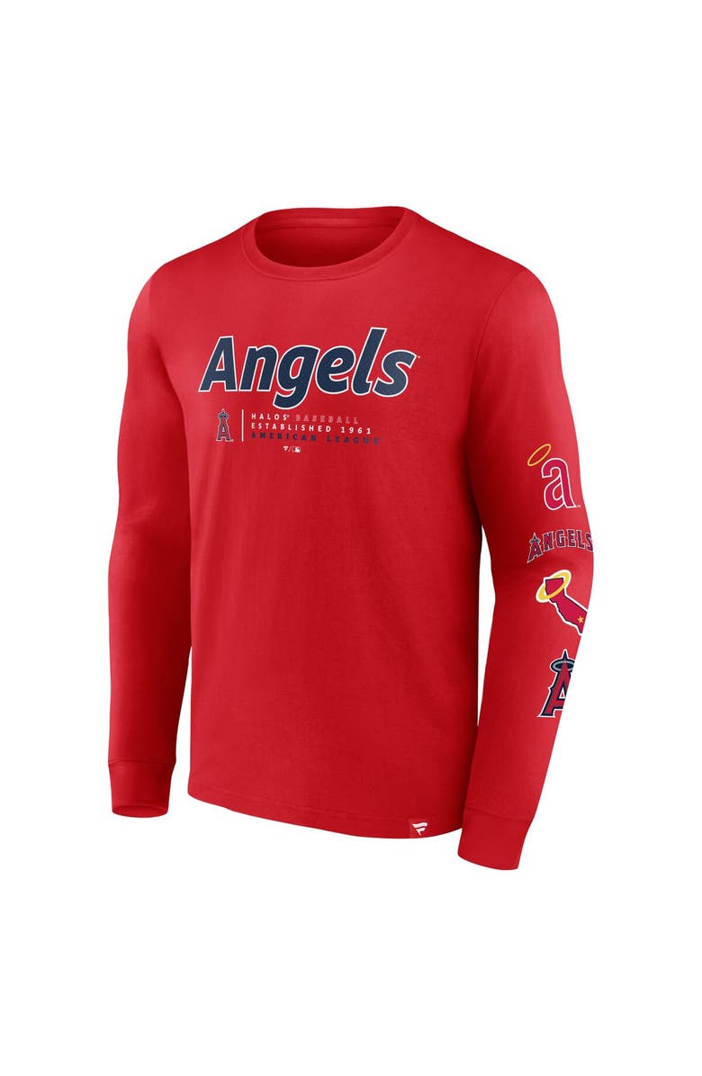 FANATICS Men's Fanatics Branded Red Los Angeles Angels Strike the Goal Long Sleeve T-Shirt, Alternate, color, Red
