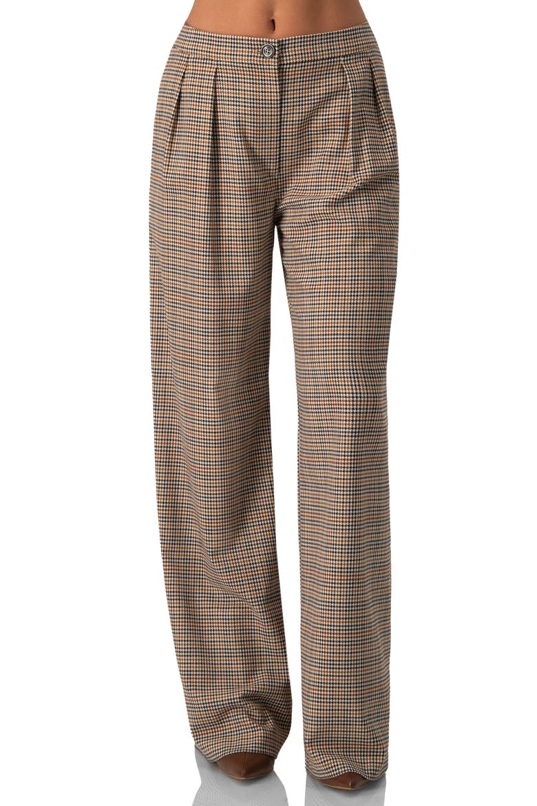 Straight Pleated Patterned Trousers, Main, color, Multicolor