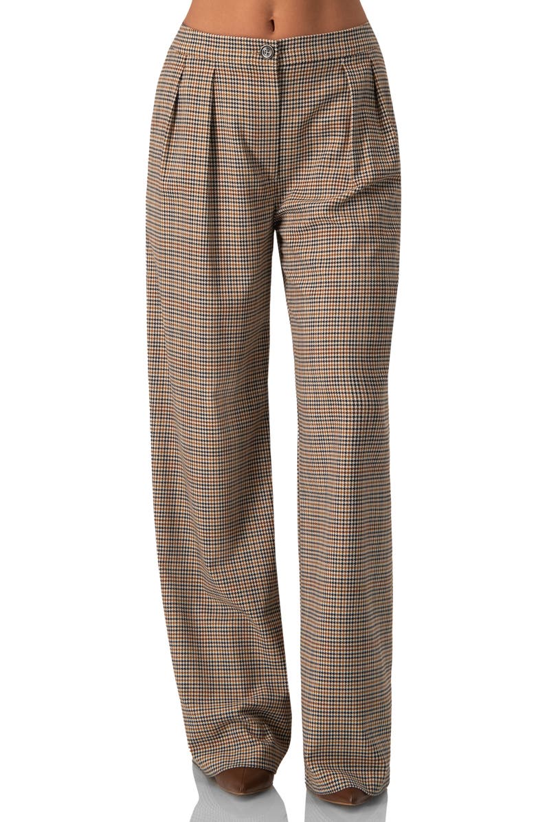 IVONNE Straight Pleated Patterned Trousers, Main, color, Multicolor