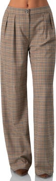 IVONNE Straight Pleated Patterned Trousers