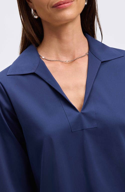 Foxcroft Julia Stretch Cotton Blend Shirt In Navy