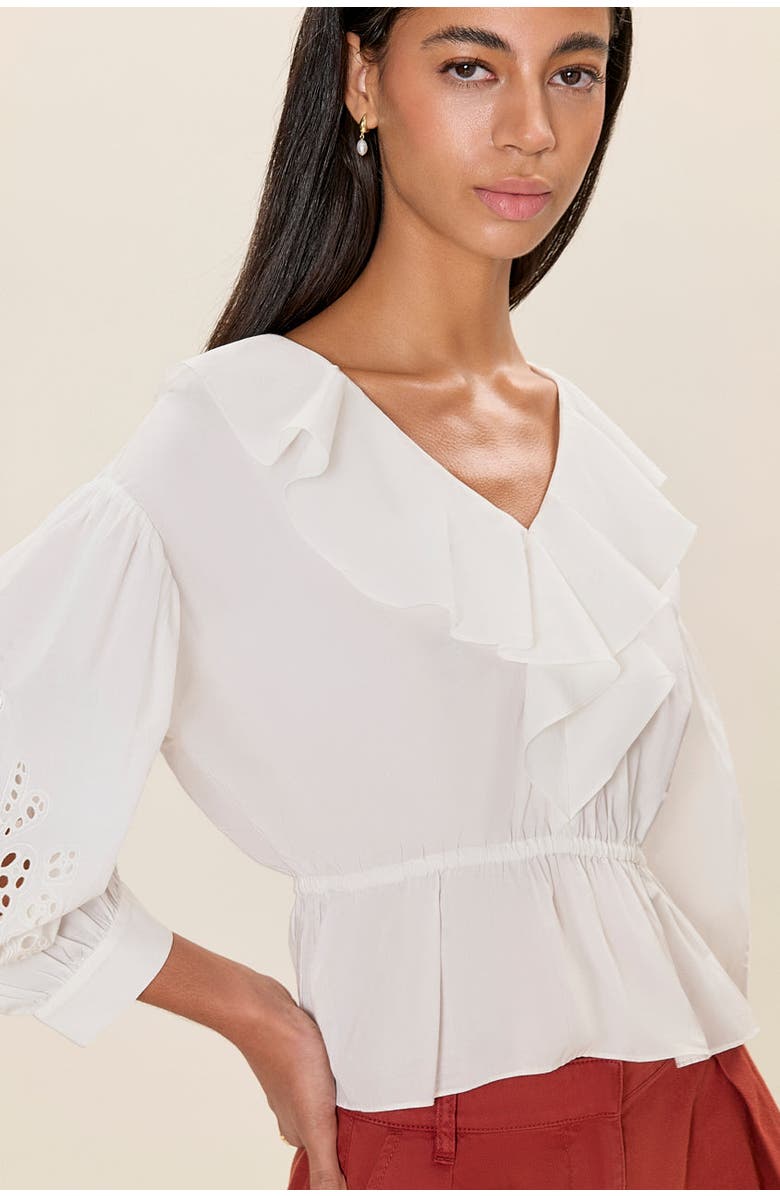 Rebecca Taylor Lorelai Embroidered Blouse, Alternate, color, Ivory