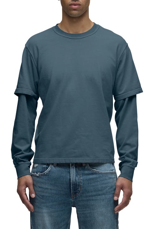 Hybrid Layered Long Sleeve Cotton T-Shirt
