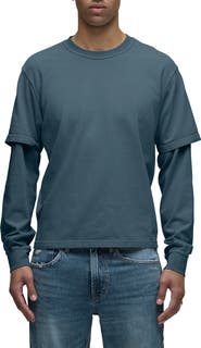 Hudson Jeans Hybrid Layered Long Sleeve Cotton T-Shirt