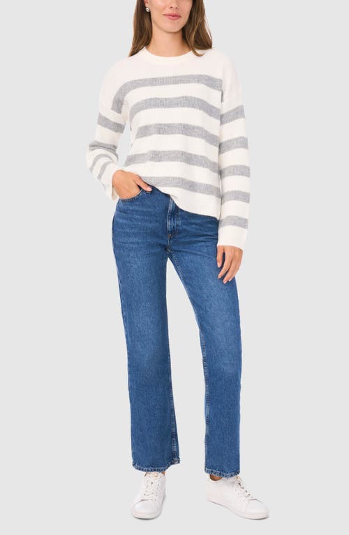 Halogen ® Stripe Crewneck Sweater In Grey/white