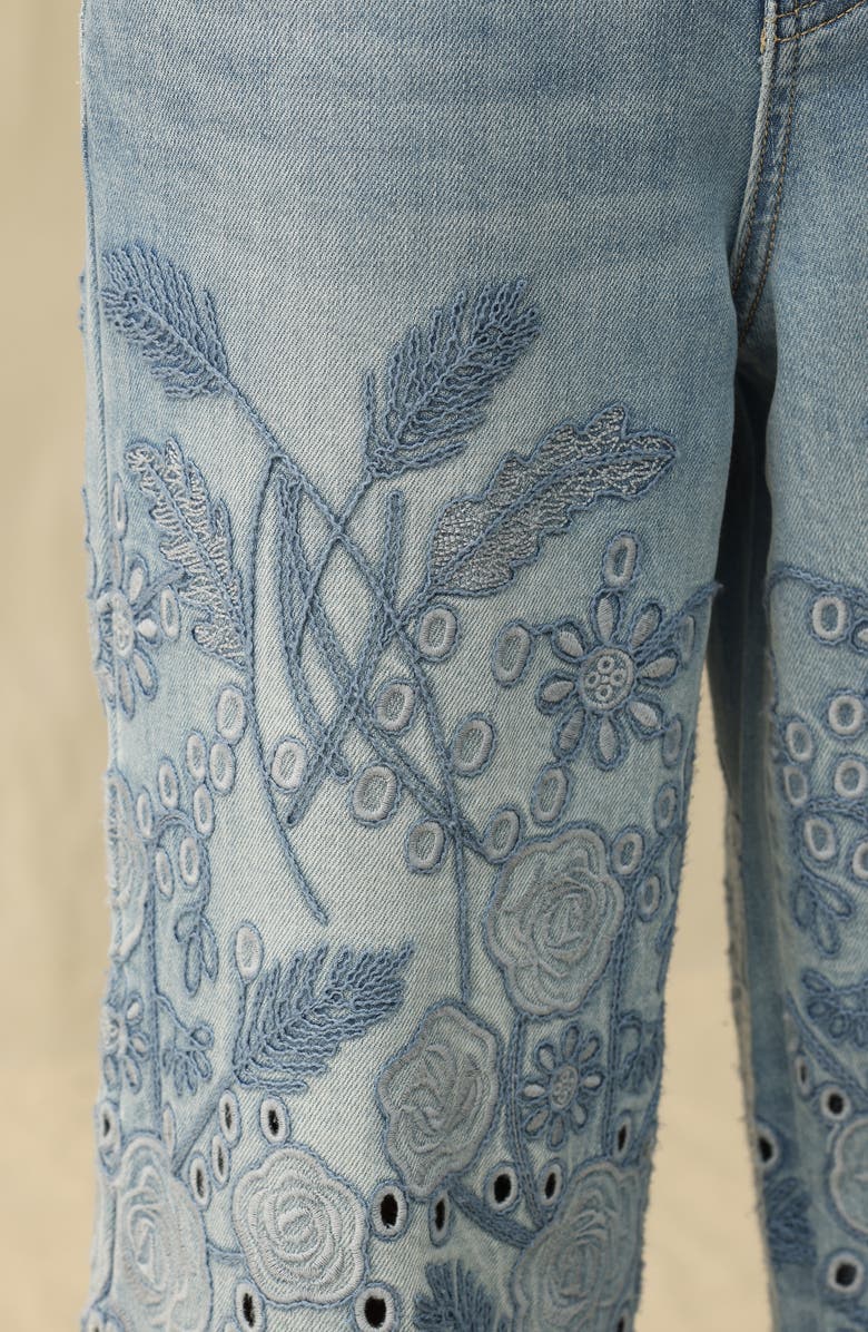 Bayeas Embroidered High Waist Wide Leg Jeans, Alternate, color, Medium Blue