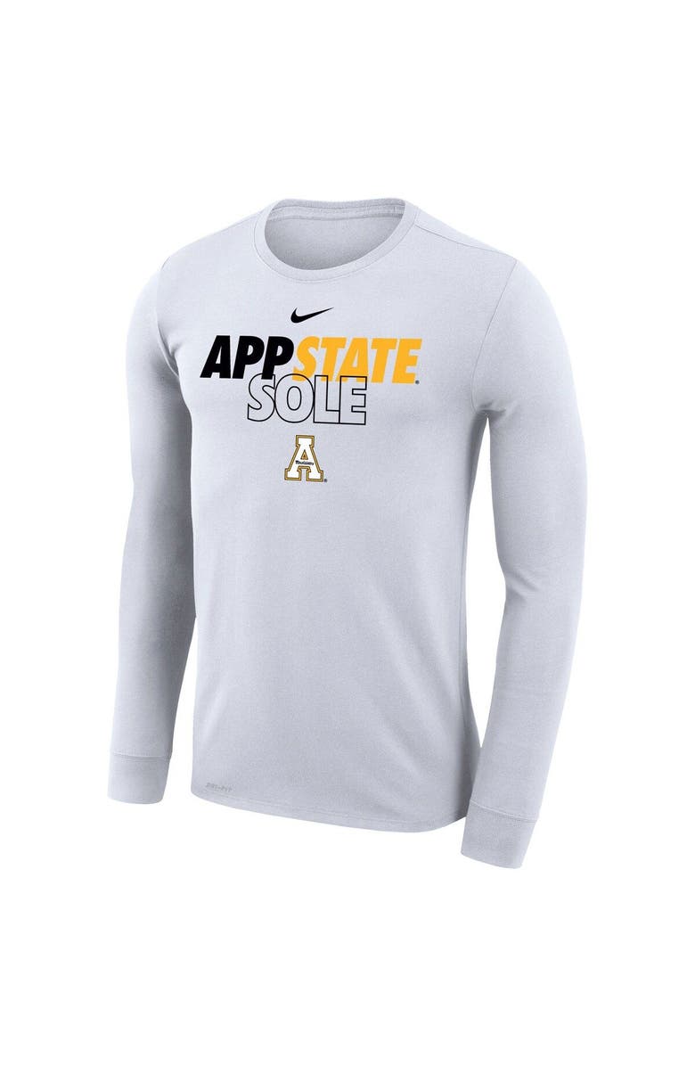Nike White Appalachian State Mountaineers 2023 On Court Bench Long Sleeve T-Shirt, Alternate, color,