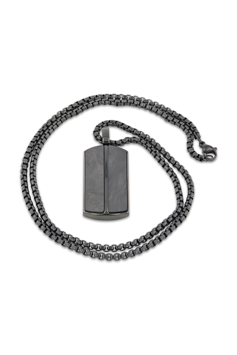 Stainless Steel Pendant with Carbon Fiber Inlay, Main, color, Black
