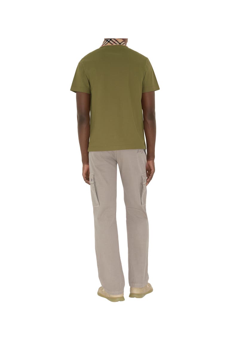 Burberry Check Collar Cotton Polo Shirt, Alternate, color, Estate Green