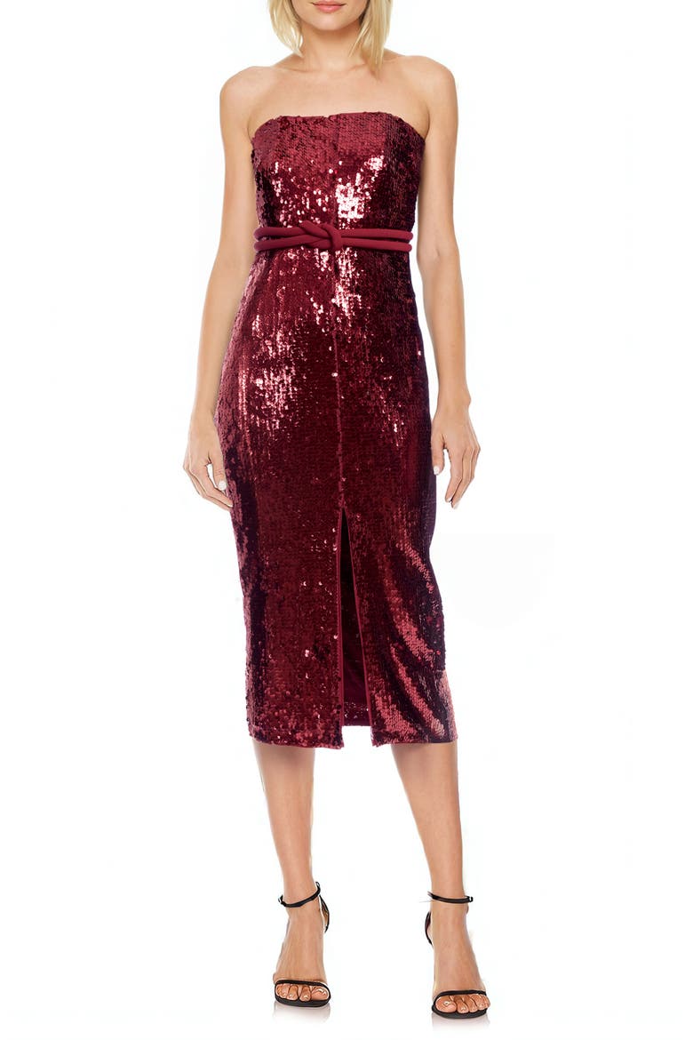 Sequin Strapless Dress, Main, color, CHERRY