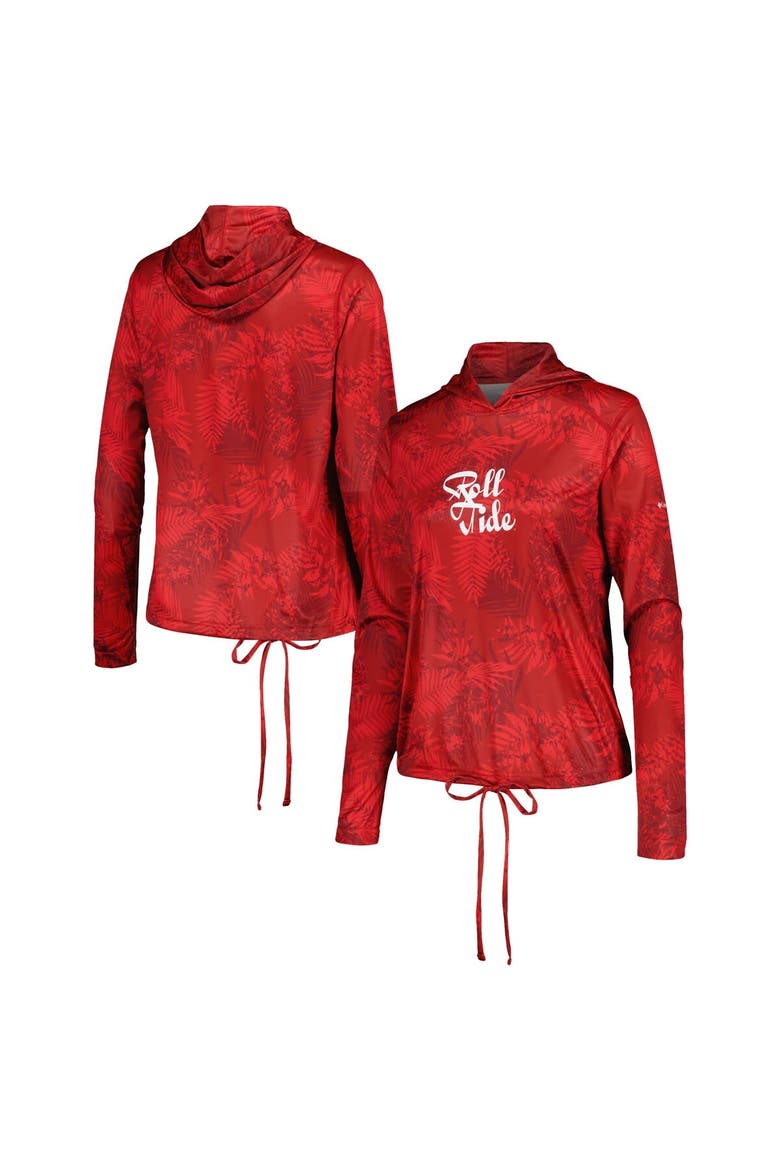 Women's Columbia  Crimson Alabama Crimson Tide Summerdry Printed Long Sleeve Hoodie T-Shirt, Main, color, Crimson