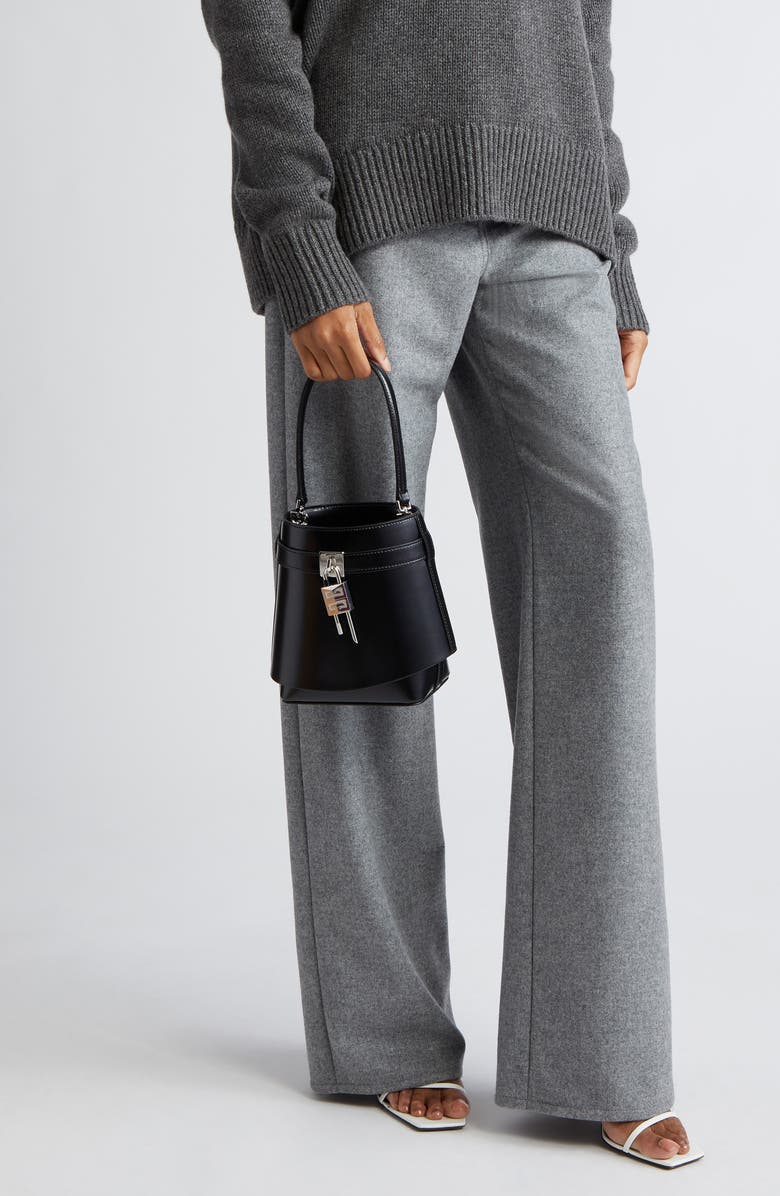 Givenchy Shark Lock Leather Bucket Bag, Alternate, color,