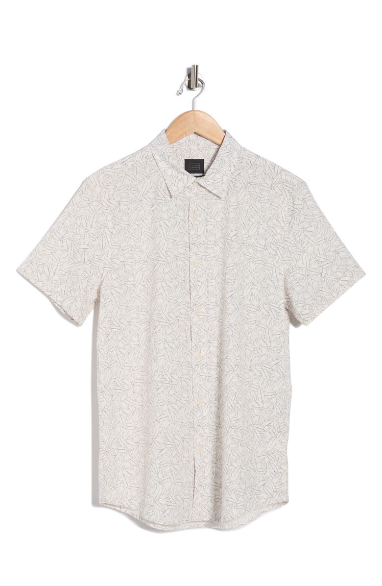 14th & Union Field Leaf Print Short Sleeve Shirt, Alternate, color, Ivory Bret Leaves