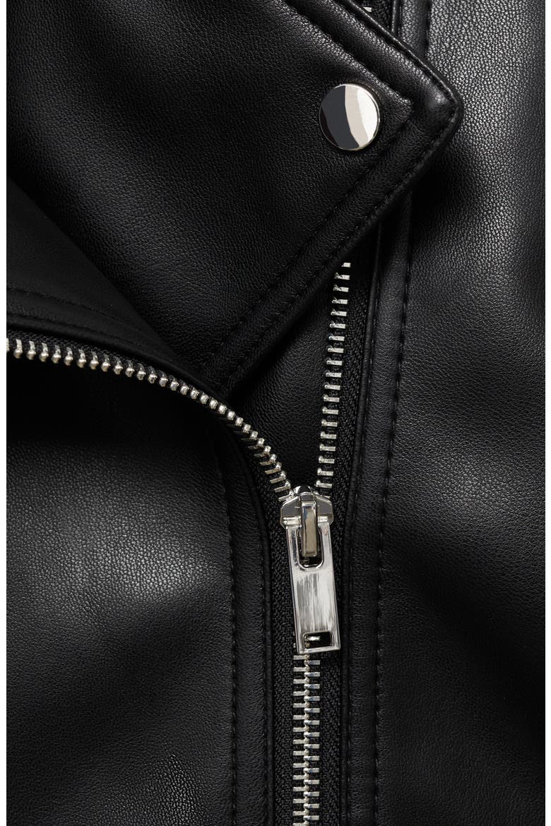 Faux Leather Moto Jacket, Alternate, color, BLACK