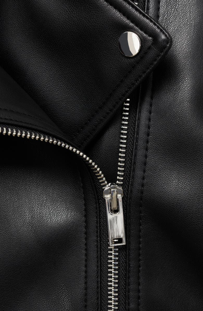 MANGO Faux Leather Moto Jacket, Alternate, color, Black