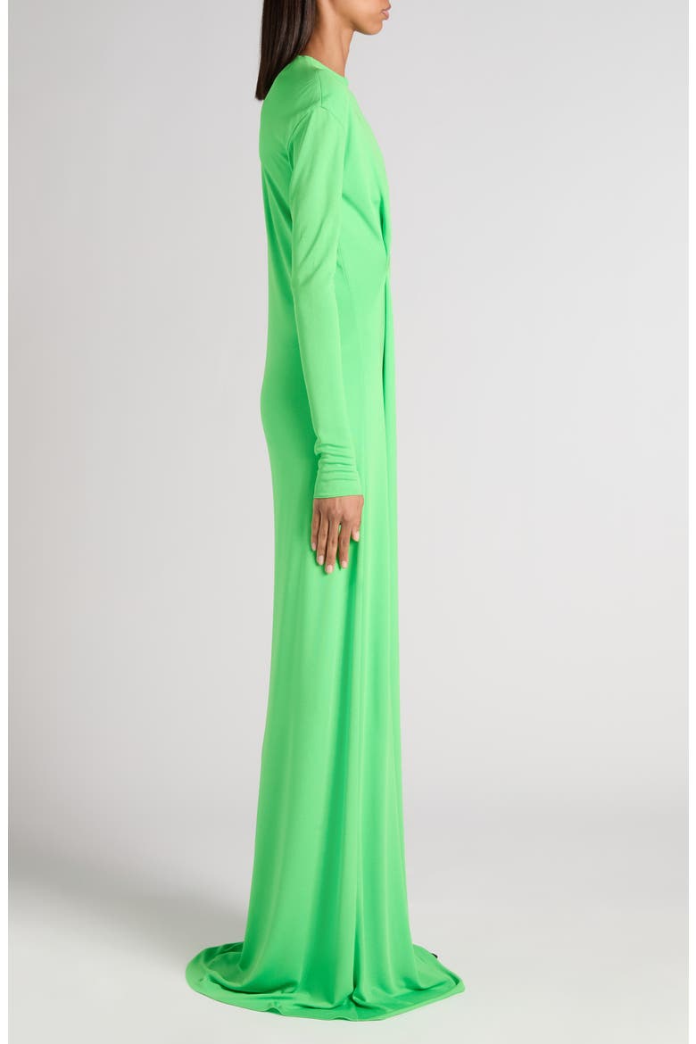 Slash Cutout Long Sleeve Fluid Jersey Gown, Alternate, color, GREEN CLOVER