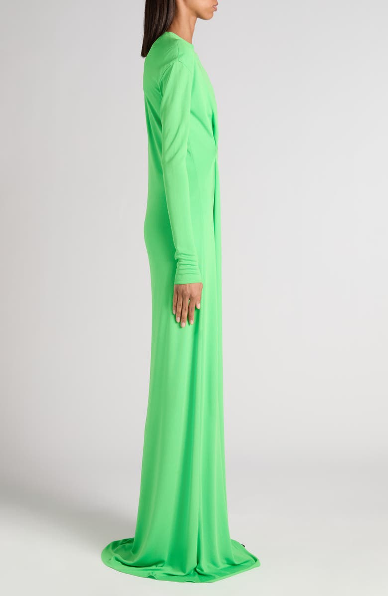 TOM FORD Slash Cutout Long Sleeve Fluid Jersey Gown, Alternate, color, Green Clover